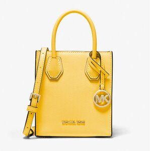 Michael Kors Mercer Extra-Small Pebbled Leather Yellow Crossbody Bag NWT